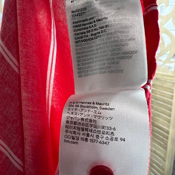H&M Divided Red & White Striped Tie-Front Blouse – Size 12 - Picture 7 of 7